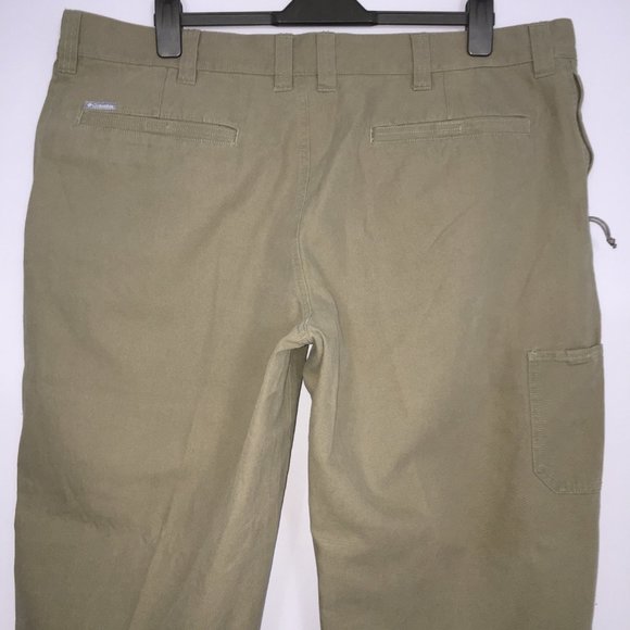 Columbia Mens 42W 30L Olive Hook & Loop Zip Pockets 100% Cotton Flat Front Pants - Picture 6 of 14